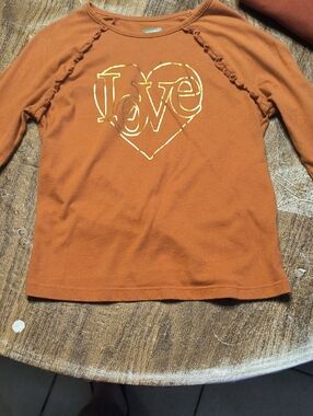 Garanimals Rust Orange Long Sleeve Top with Gold 'Love' Heart
